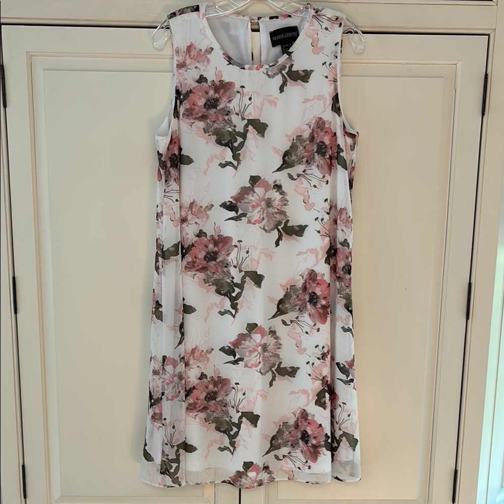Frank Lyman Design Floral Knee Length Dress Crew Neck Sleeveless 10